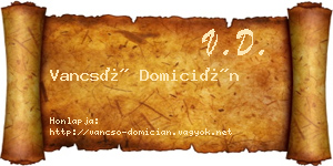 Vancsó Domicián névjegykártya